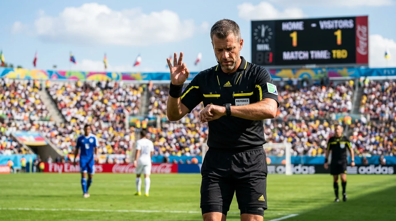 What Does TBD in Soccer Mean? The Frustrating Scheduling Truth 1 Referee looking at watch signaling TBD match time