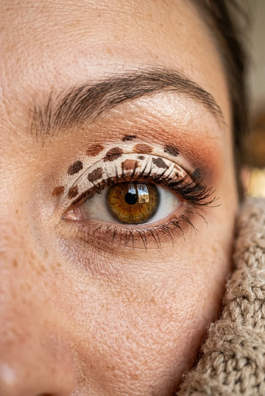 30 Cow Makeup Looks That Will Give You Major Inspiration 7 Brown and cream neutral cow makeup