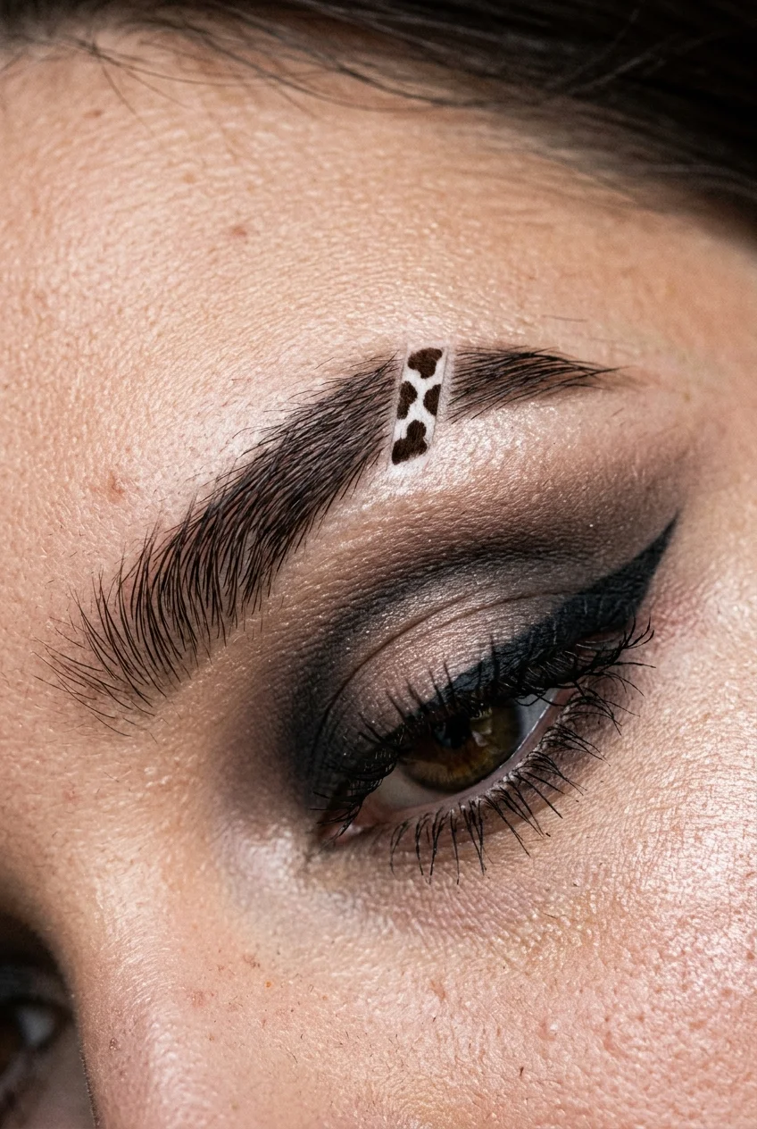 30 Cow Makeup Looks That Will Give You Major Inspiration 12 Cow print eyebrow slit accent