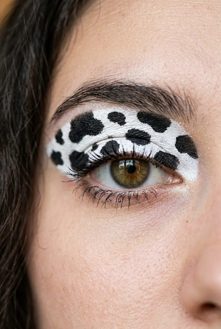 30 Cow Makeup Looks That Will Give You Major Inspiration 17 Full eyelid cow print canvas