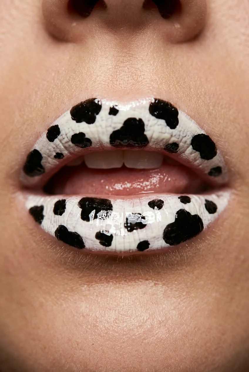 30 Cow Makeup Looks That Will Give You Major Inspiration 21 Cow print lip art