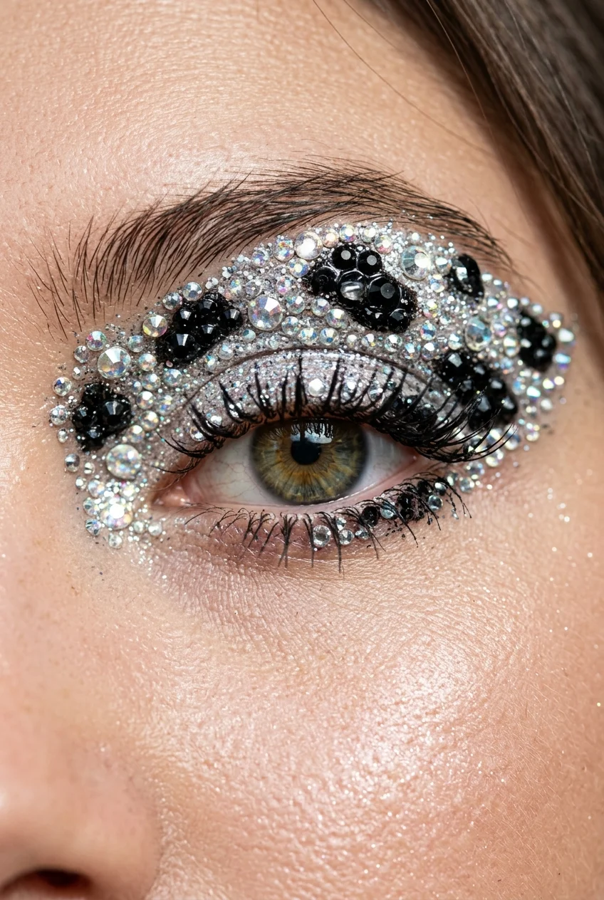 30 Cow Makeup Looks That Will Give You Major Inspiration 13 Rhinestone bedazzled cow spots