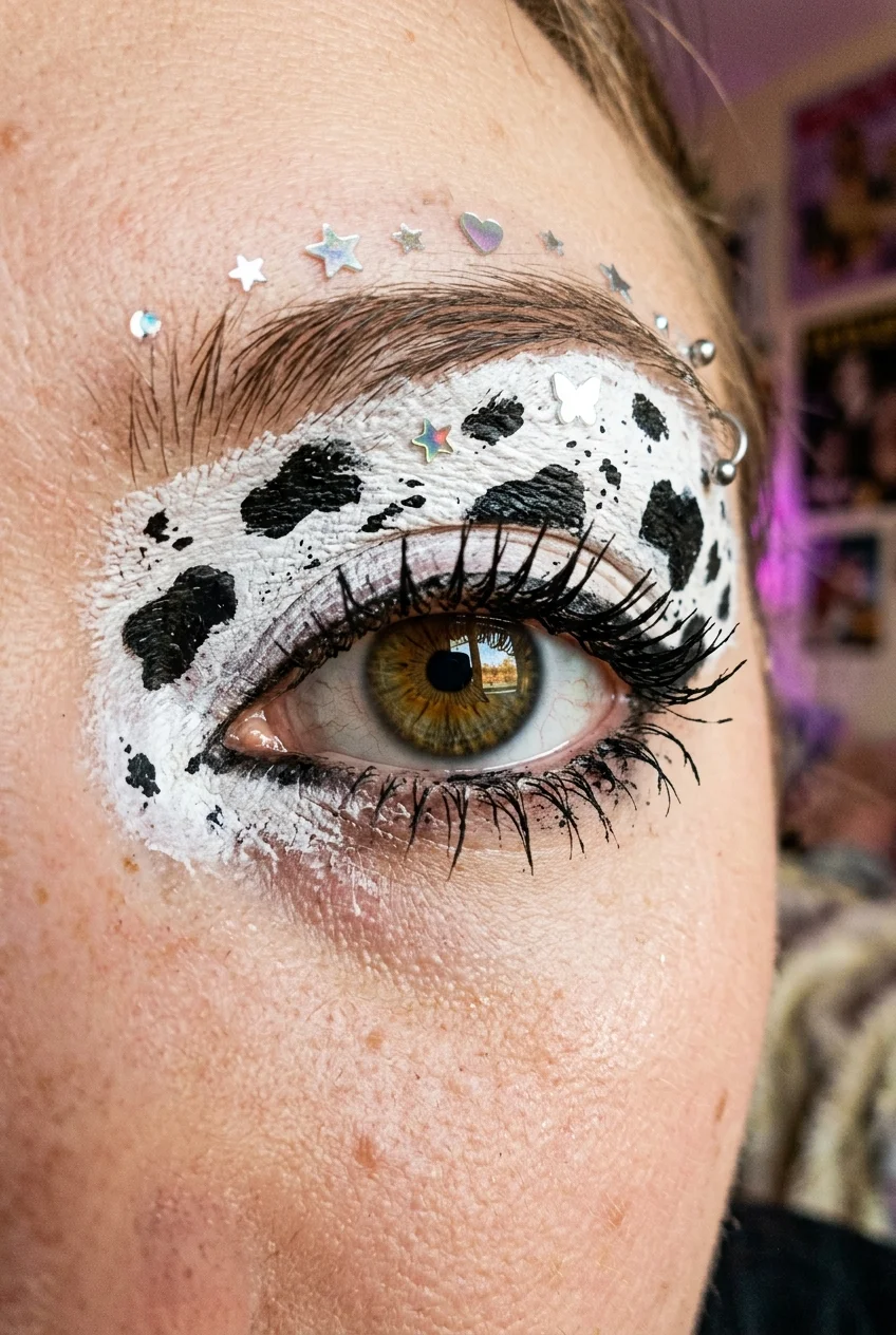 30 Cow Makeup Looks That Will Give You Major Inspiration 20 Y2K inspired chunky cow print