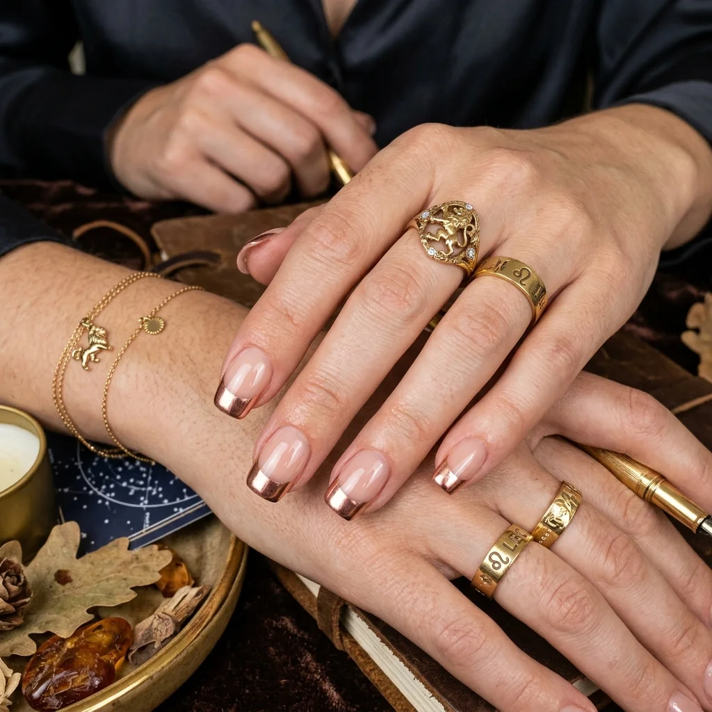 30 Leo Birthday Nails That Are Absolutely Fierce 27 Rose gold metallic tips nails