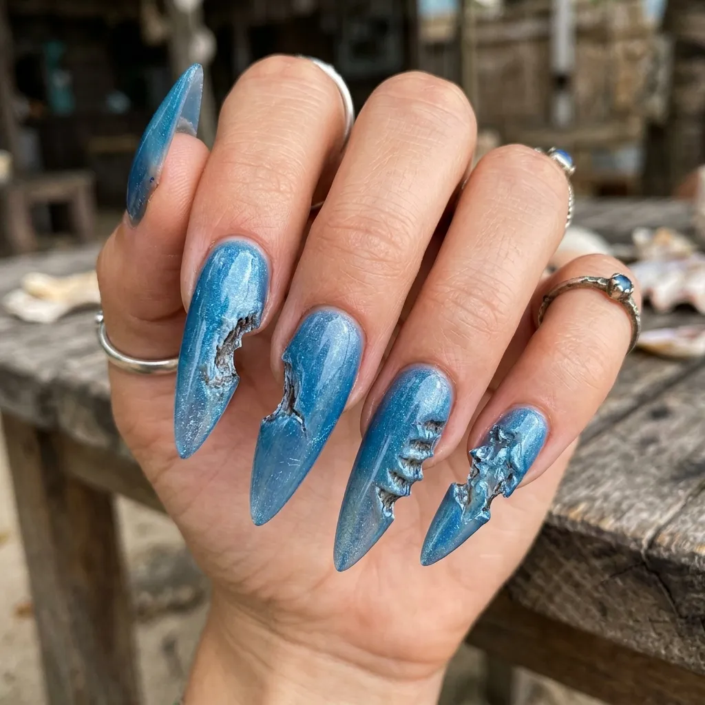 30 Fierce Shark Week Nails 11 Shark Bite Cutouts
