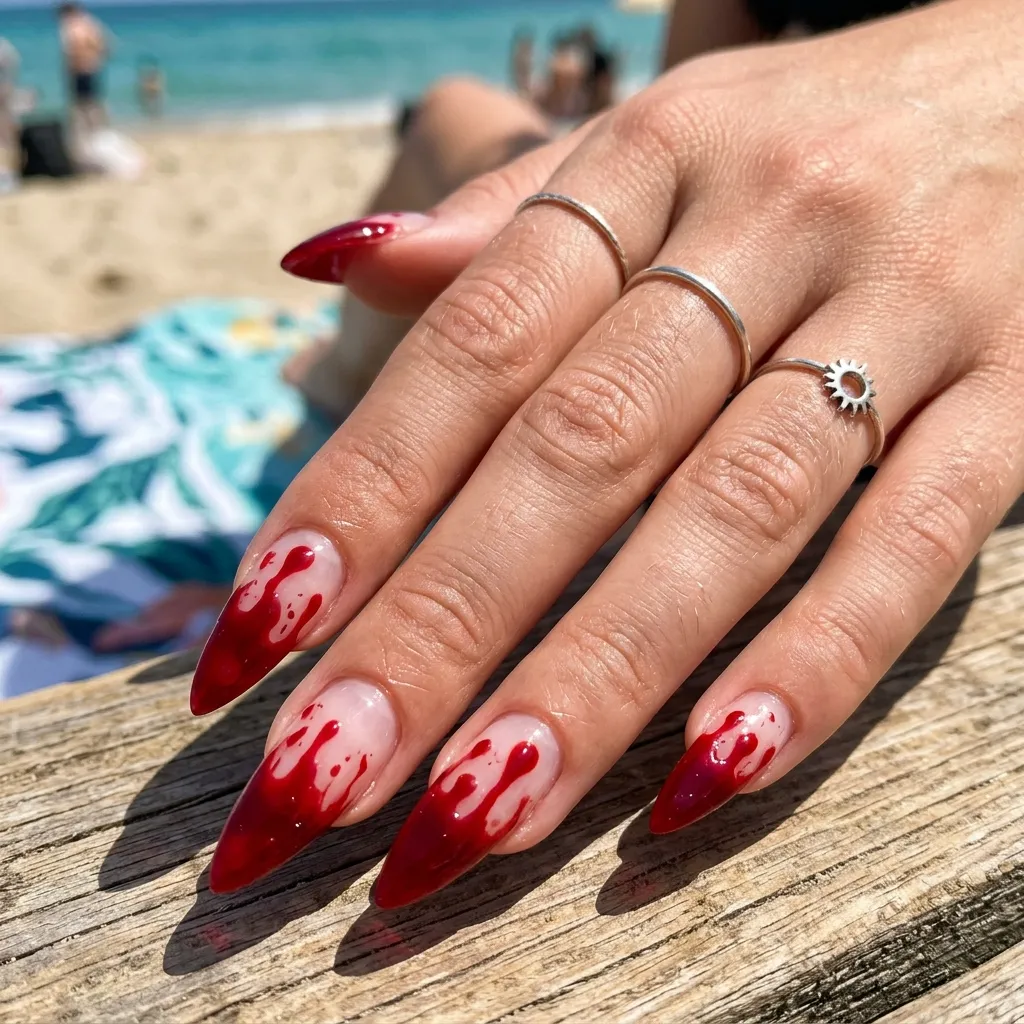 30 Fierce Shark Week Nails 3 Blood in the Water Tips