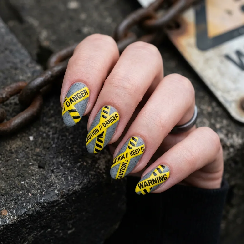 30 Fierce Shark Week Nails 23 Caution Tape Yellow Accents