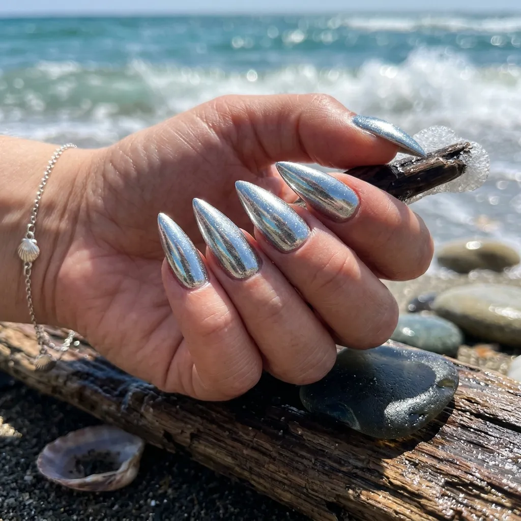 30 Fierce Shark Week Nails 7 Silver Chrome Fins