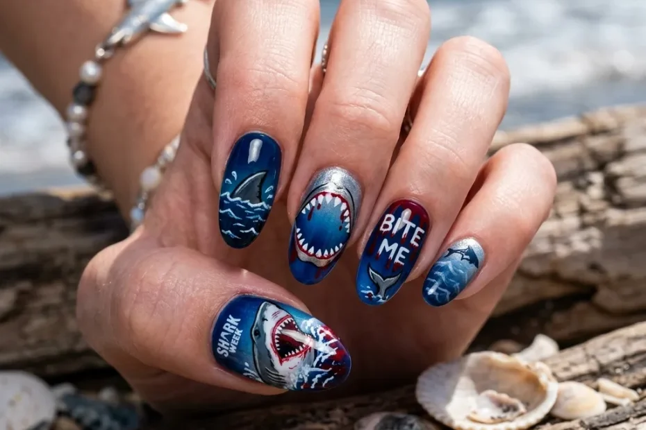 30 Fierce Shark Week Nails 63 Shark Week Nails featured look