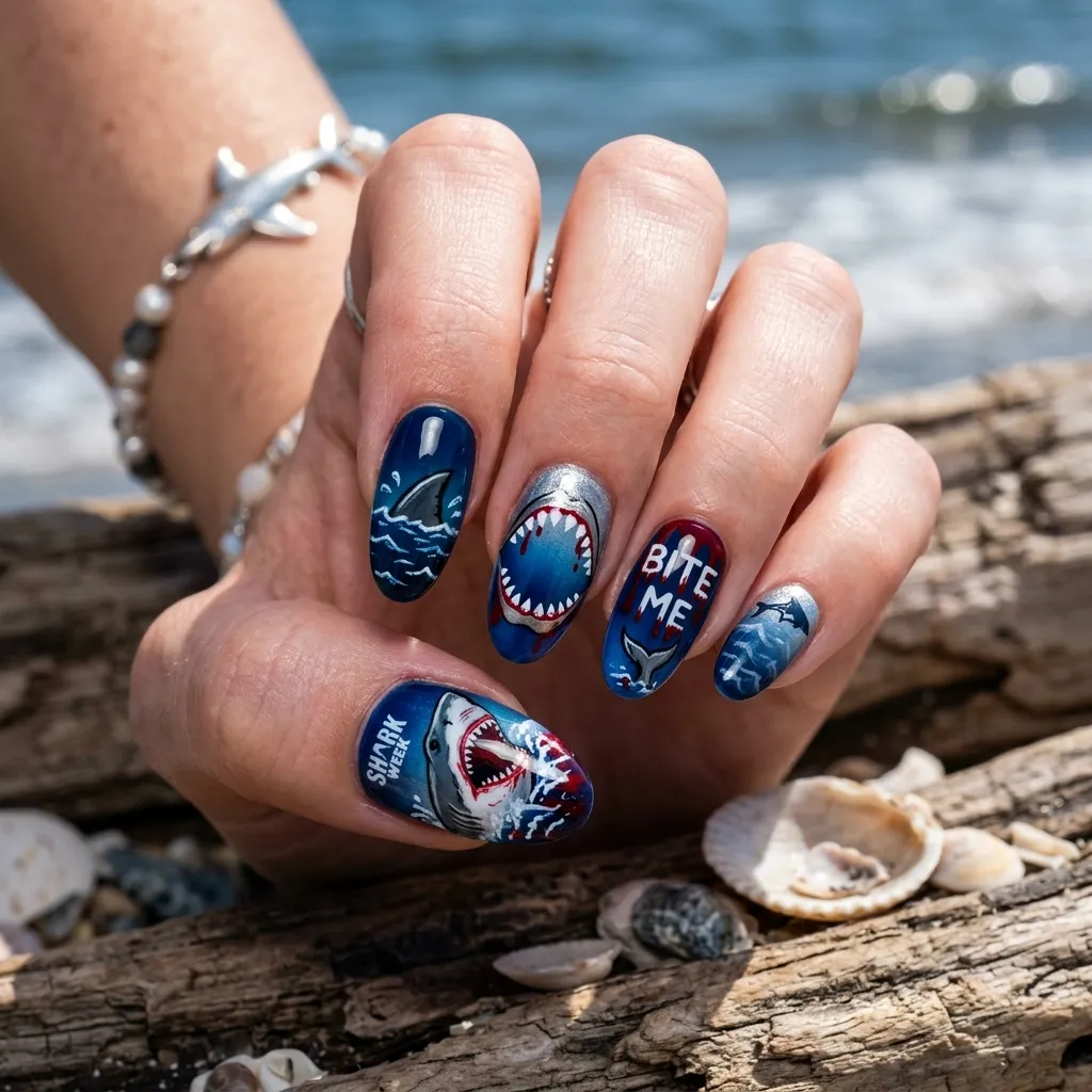 30 Fierce Shark Week Nails 2 30 Fierce Shark Week Nails
