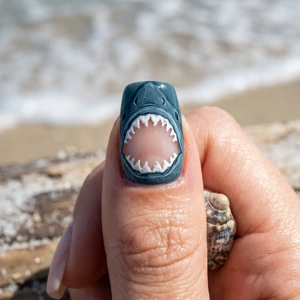 30 Fierce Shark Week Nails 27 Shark Jaw Negative Space