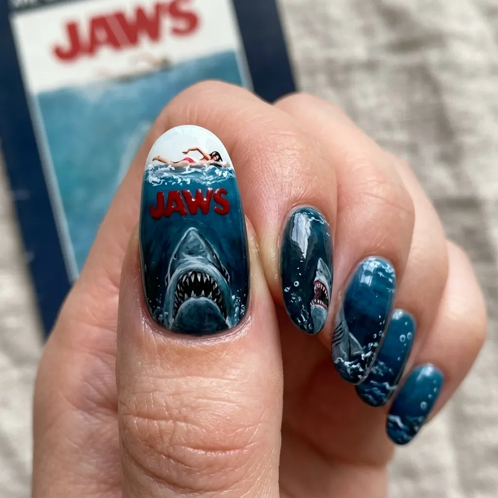 30 Fierce Shark Week Nails 8 Jaws Movie Poster Inspired