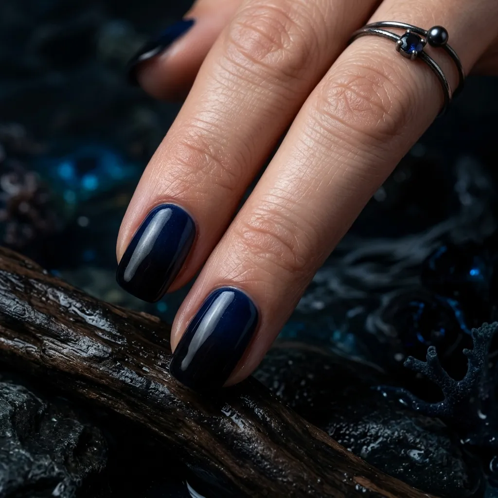 30 Fierce Shark Week Nails 6 Deep Navy Abyss