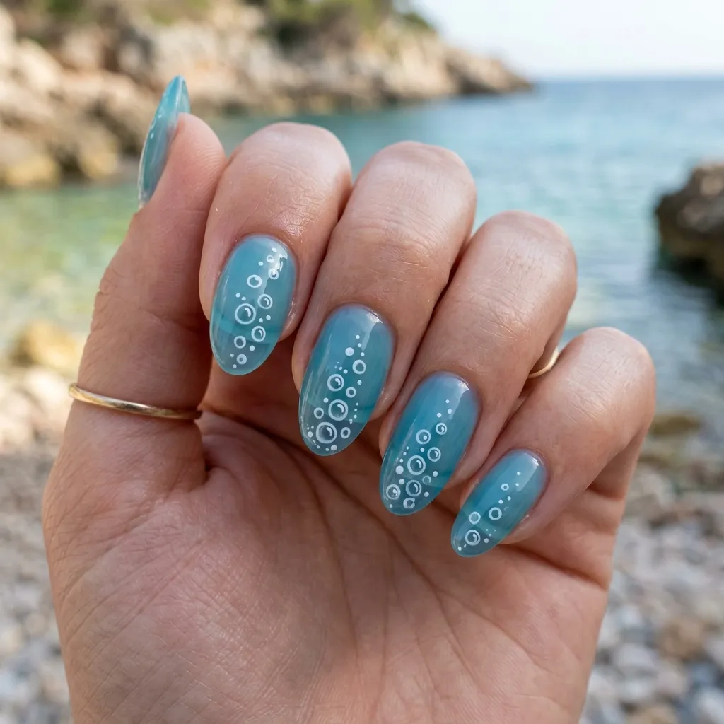 30 Fierce Shark Week Nails 14 Undersea Bubbles Nail Art